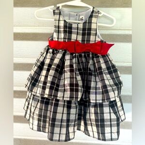 Cherokee | Cherokee infant plaid dress 12M | black/ white plaid with red bow.